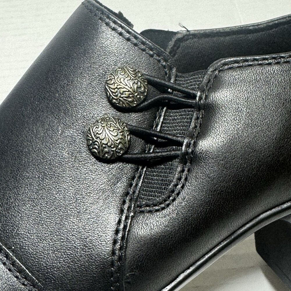 Clarks Size 8.5 M Black Emslie Warren Side Zip Loafer Bootie Witchy Preppy - Picture 2 of 13
